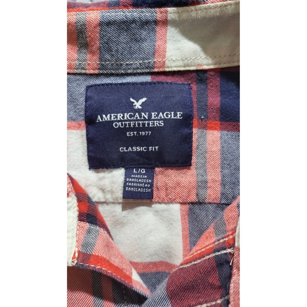 American Eagle Flannel Shirt Classic Fit Button Up Plaid Red Blue Size‎ M - Picture 9 of 12